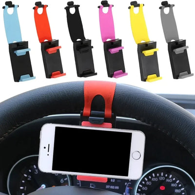 Universal Car Steering Wheel Phone Holder Hook Mount Navigation Mobile Phone Bracket Support in Car for iPhone Xiaomi Samsung