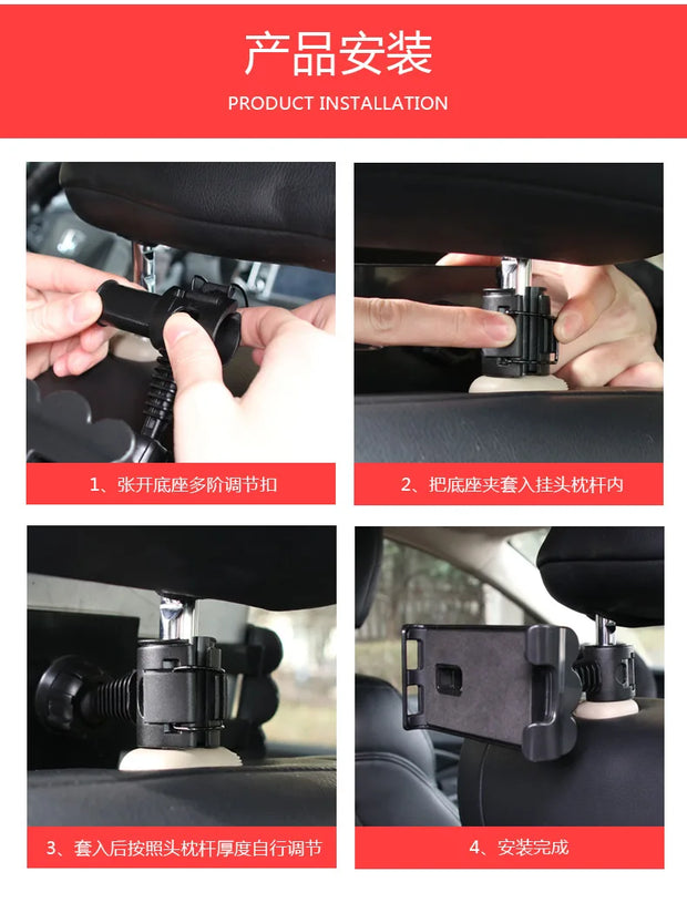 Car Tablet ipad Holder Car Seat Back Adjustable iPad Stand Car ipad Holder For Headrest 360 Rotation Mobile Phone Mount Holder